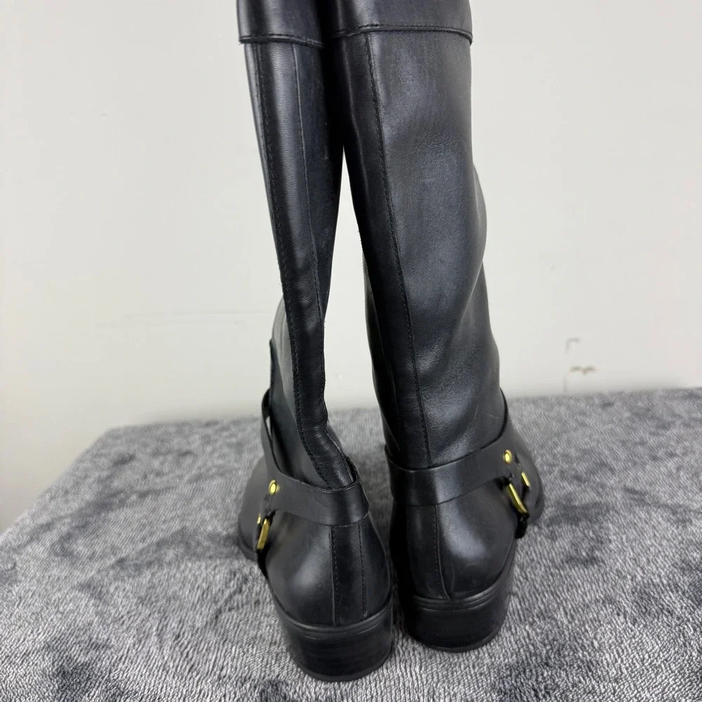 Lauren Ralph Lauren Black Leather Tall Mesa Riding‎ Boots Womens Size 6B
